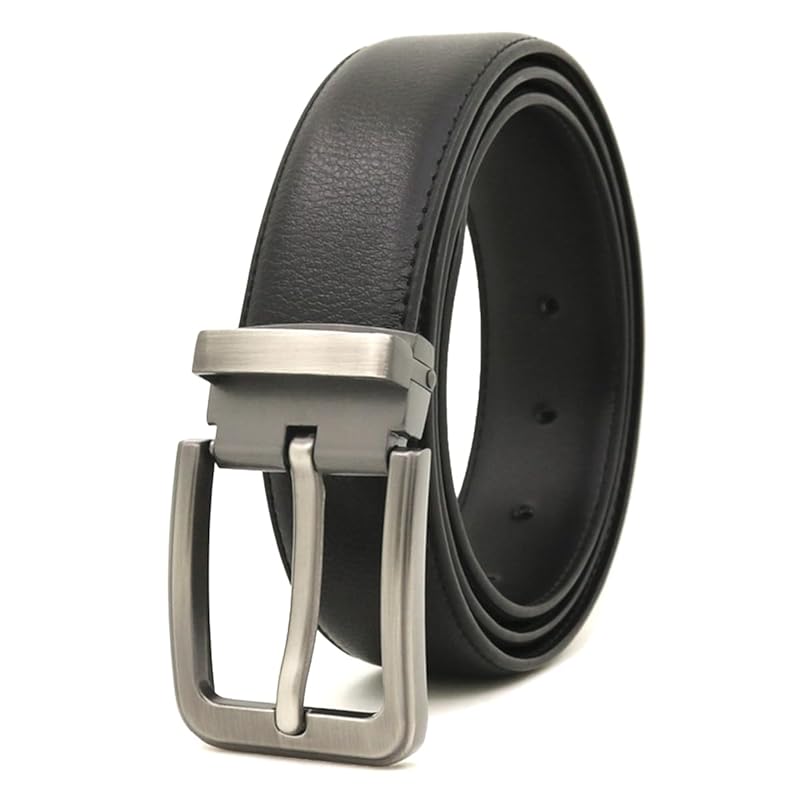 

[KASSAI] 1 pin genuine leather men s belt (black, 136cm)