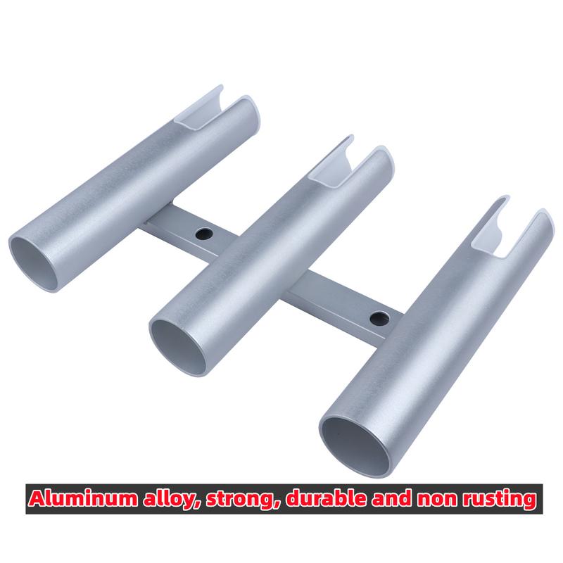 Aluminum Alloy Fishing Rod Holder, 3 Link Wall-Mounted Pod Rack for Marine Boat, Yacht, Camper, RV, 3 Tube