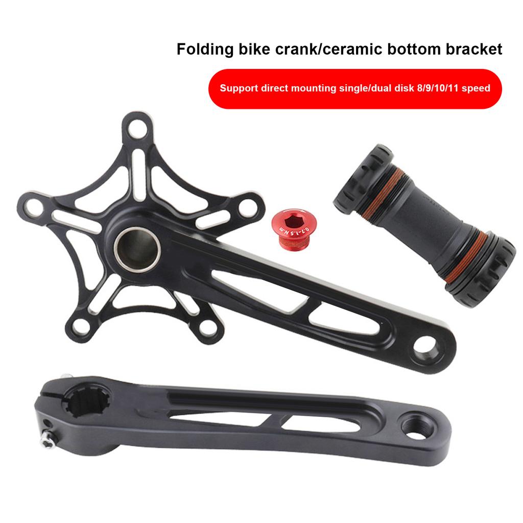 Road Bike   130BCD Crankset Folding Bike Aluminum Alloy Hollow Crank Arm Set(Black )