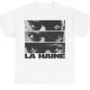 LA HAINE Filmie Unisex Schweres T-Shirt Rundhalsausschnitt Normale Passform Ganzjahresartikel Lässiger Stil Leichter Stretchstoff Bedrucktes Muster