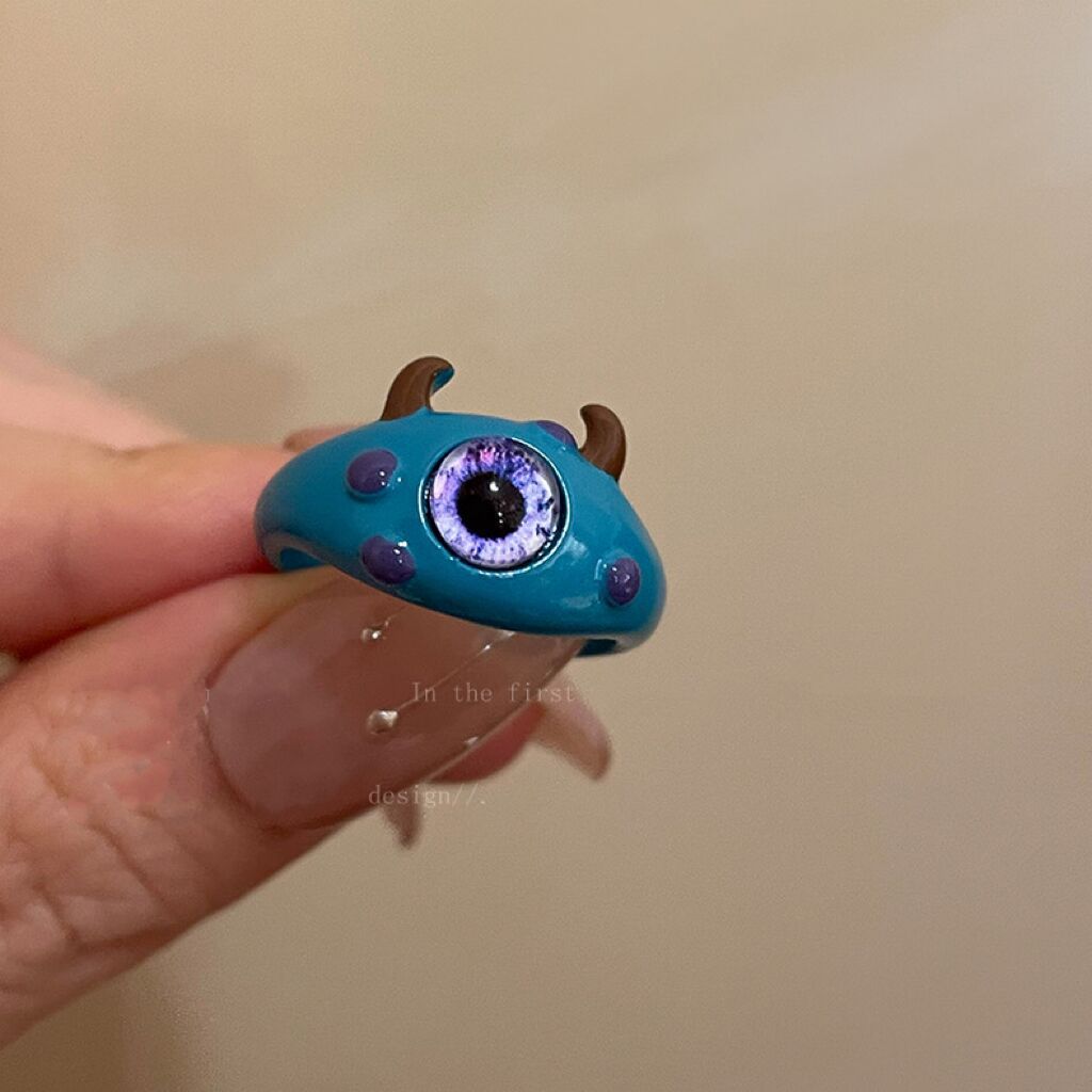 Pink Series~ Childlike Cute Meow Monster Ring Female Tide Index Finger Ring Design Niche Ring