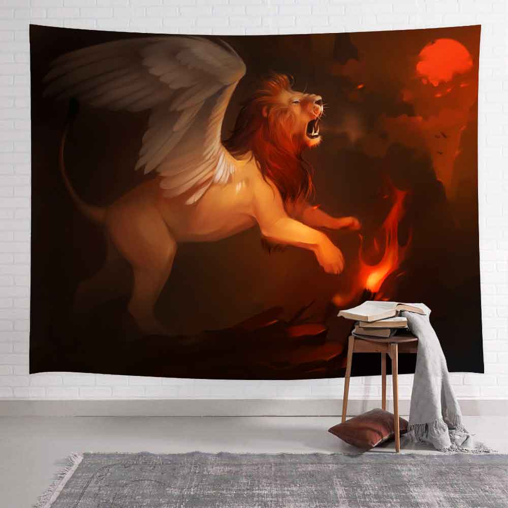 Lion King Volcano Tornado Tapestry Dragon Snake Dinosaur Wall Hanging Bedroom Room Aesthetic Decoration Home Decor