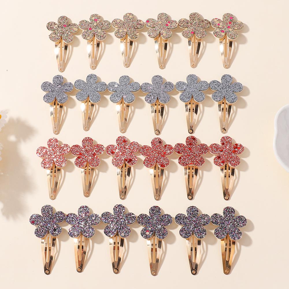 24Pcs Geometric  Hair Clip Glitter DropletColorful Gradient  Girls Children Bangs BB Alloy Hairpins Headclips Hair Accessories