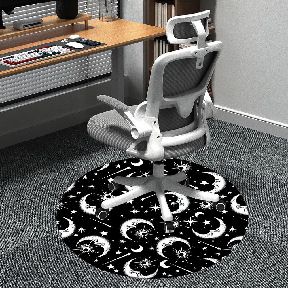 1pc Moon Stars Office Round Area Rug, Indoor Mat Suitable For Office, Under Office Chairs Bedroom Living Room Home Decor, Room Deco