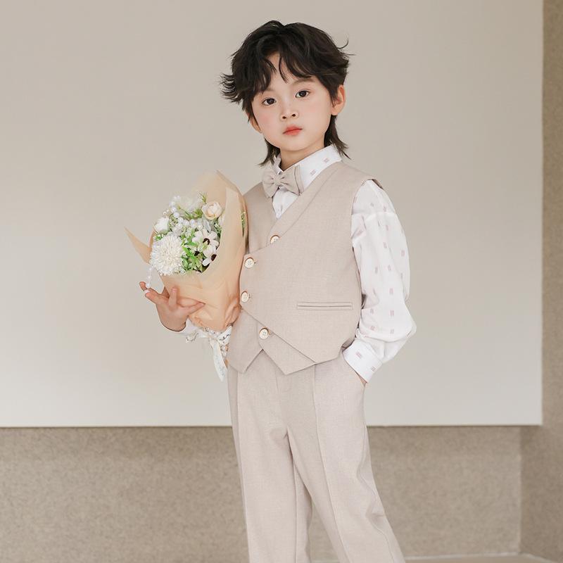 Boys Irregular Vest Suit Set 2-12 Y School Kids Gentleman Formal Outfit for Wedding Birthday Party Performance Children Blazers