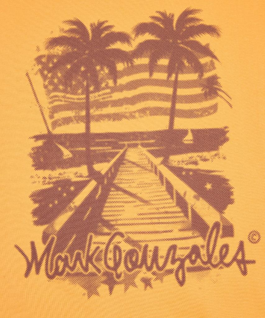 Mark Gonzales California Palm Tree Short Sleeve T-Shirt - Vintage Orange
