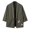 Herren Chinesischer Stil Dreiviertelarm Tang Anzug Kimono Leinen Strickjacke