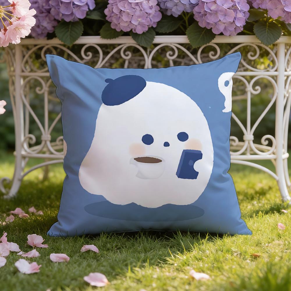 Character Cute Ghost Cushion Cover Home  Car DualScene Pillow Cover Reversible for Premium Comfort