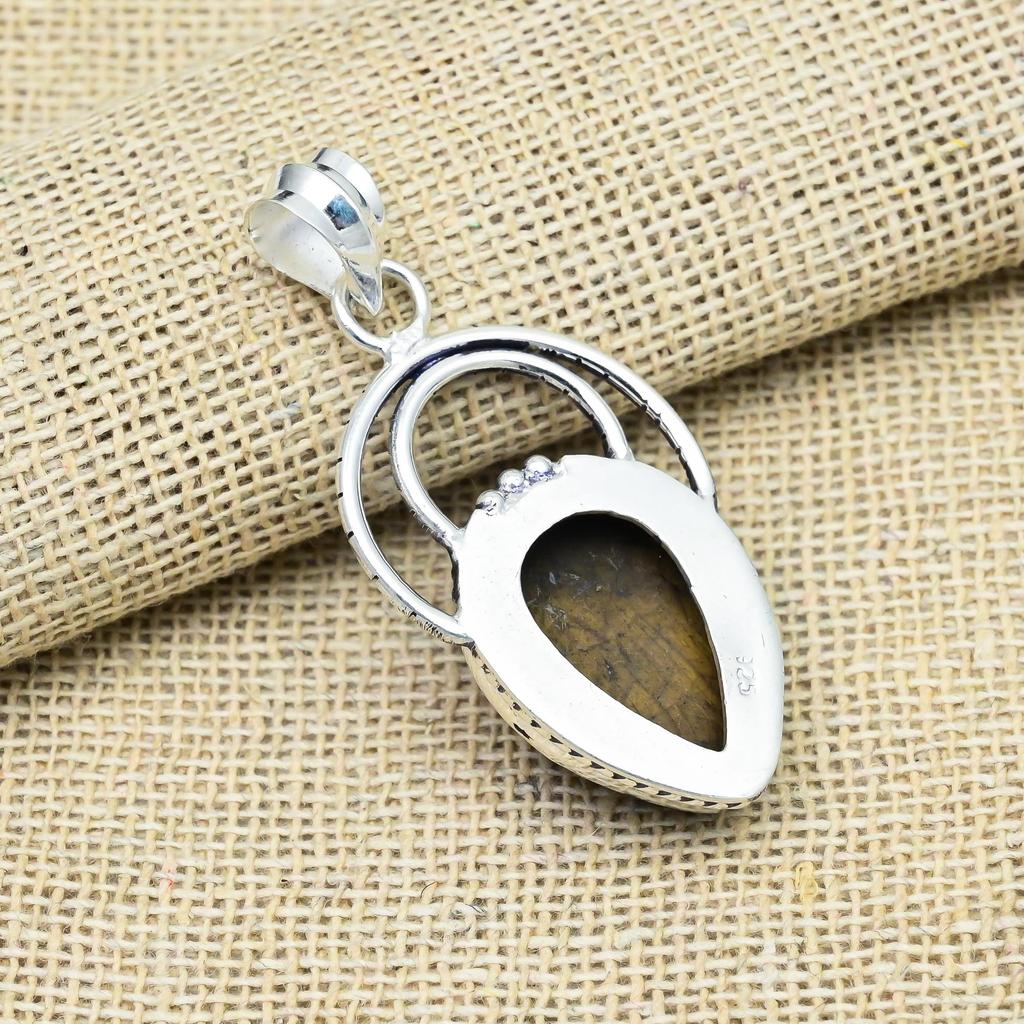 Tigeröga Ädelsten Handgjorda 925 Massivt Sterlingsilver Smycken För Thanksgiving Gåva