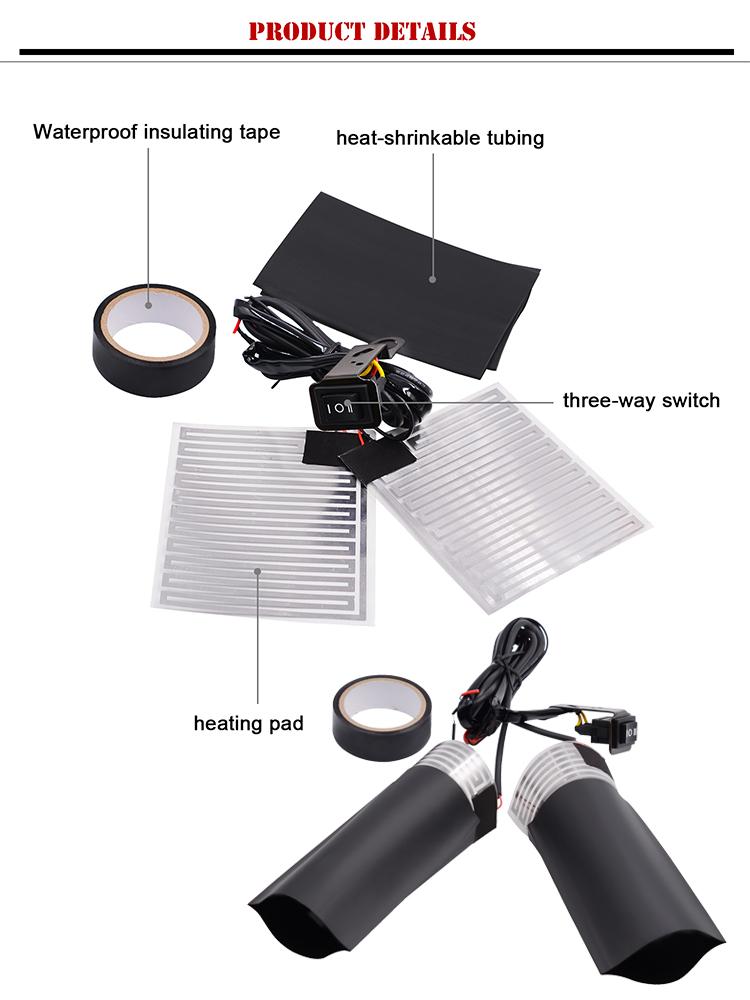 

12V Мотоциклетные нагреваемые накладки на ручки Универсальные накладки на ручки руля Регулируемый переключатель Настройки температуры Водонепроницаемая изоляционная лента чёрный