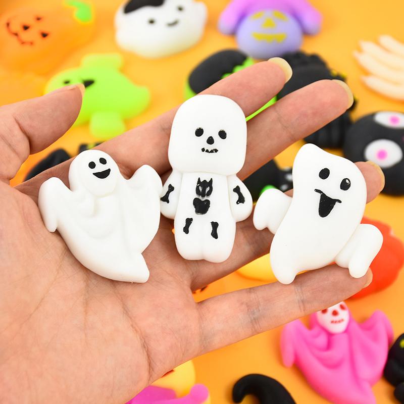 10Pcs Halloween Pumpkin Ghost Squeeze Stress Relief Toy Gift For Happy Halloween Party Decoration Kids Favors Guest Goodie Bag