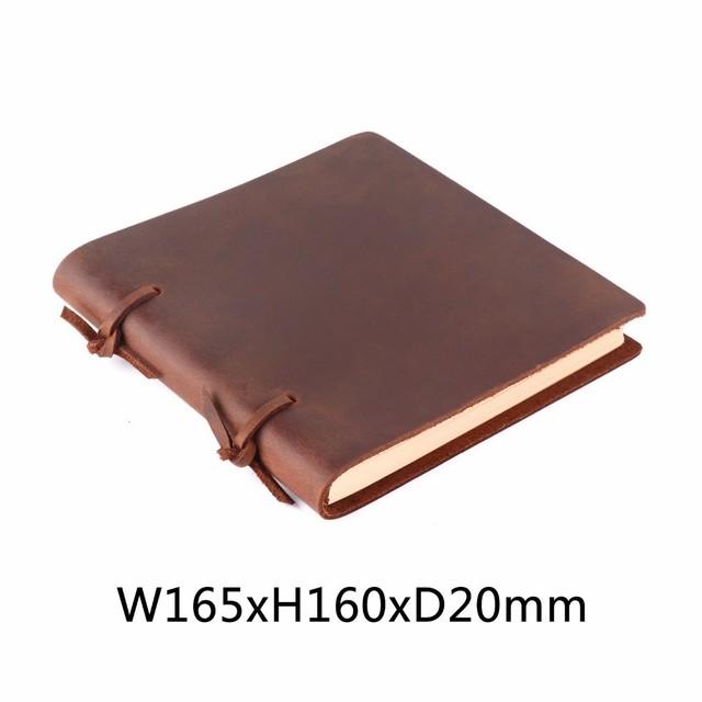 Vintage Cowhide Leather Hardcover Thread Sewing 100 Sheets Notebook Cover Notepad Painting Handbook Sketch Book Diary Gift