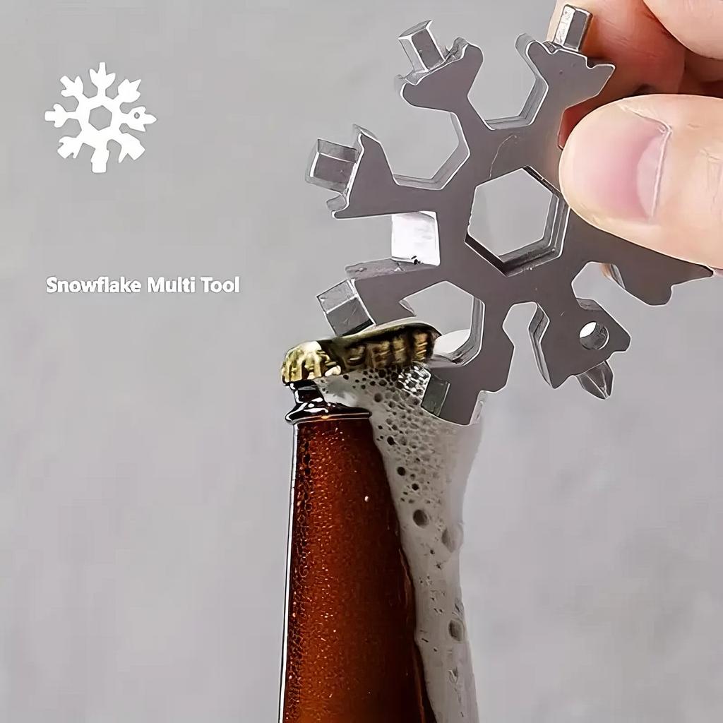 1 Snowflake Multifunctional Tool Silver, Snowflake Bottle Opener, Portable Design, Suitable for Father's Day Gift