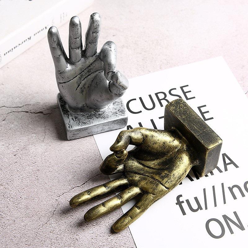 3pcs Resin Retro OK YEAH Good Gesture Hand Model Sculpture Decorative Ornament Home Decor Office Desktop Room Figurines Item