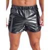 Men's Metallic Workout Shorts M-XL: Shiny Booty Shorts with Elastic Waist & Side Pockets for Bodybuilding, Gym & Yoga