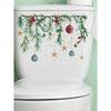 Christmas Festive Toilet Lid Decal With Pine Garland Berries And Baubles Christmas Series Toilet Stickers PVC Self-Adhesive Christmas Wreath Stic