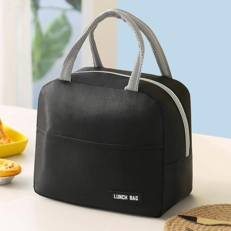 Stylish Insulated Lunch Bag Solid Color Casual Lunch Box Cooling Handbag for School Office or Outdoor Adventures