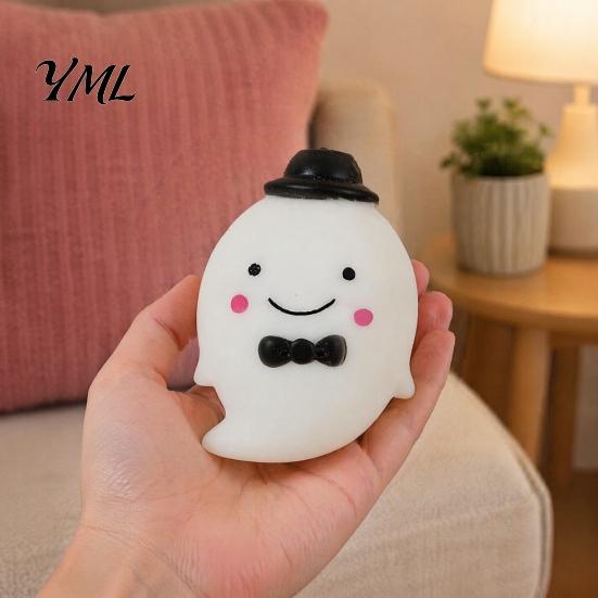 Stress Relief Squeeze Toys Halloween Ghost Ball Toy, Anxiety Soft Cartoon Sensory Fidget Toy for Party Favors Desk