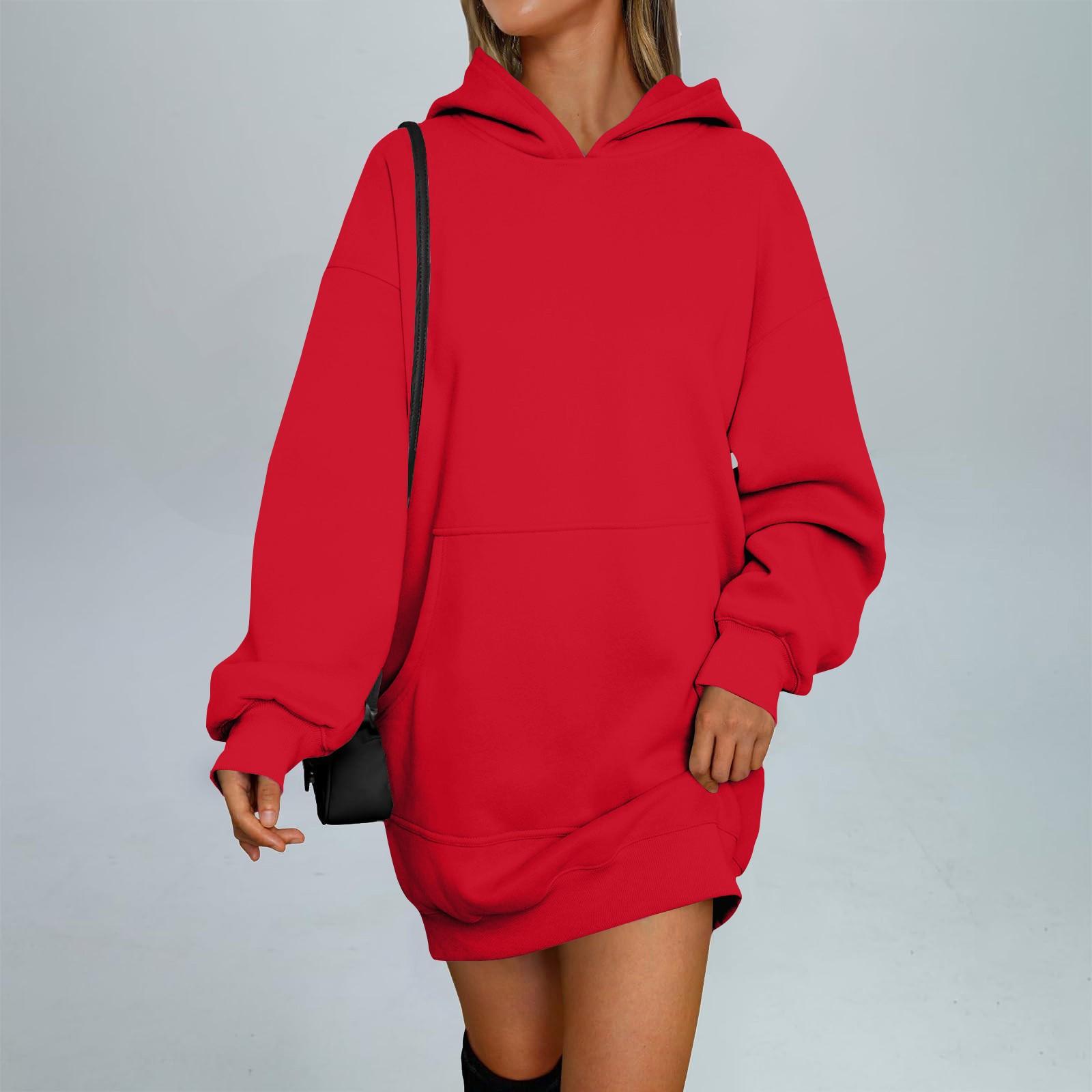 

Womens Hoodies Oversized Sweatshirts Long Sleeve Casual Pullover Hooded Sweatshirt Tops L червоний