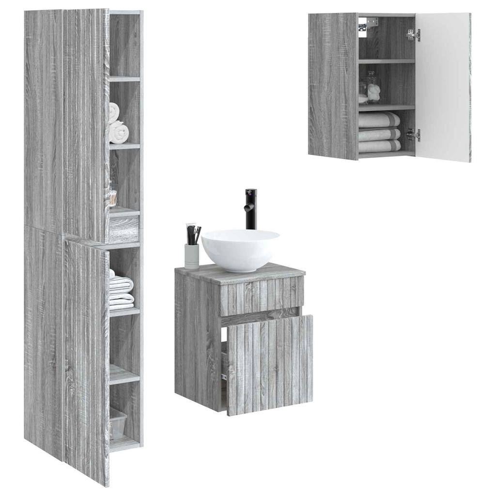 Bathroom Furniture Set 3 Pcs Grey Sonoma 33 X 34.5 X 160 Cm