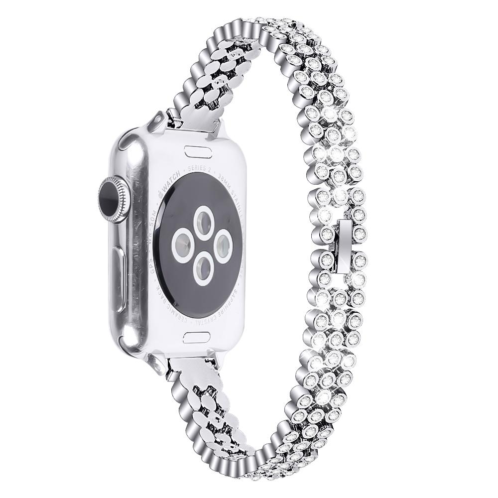 

Rhinestone Strap for Apple Watch Series 10 42mm/9 8 7 41mm/SE (2023) SE (2022) SE 6 5 4 40mm/3 2 1 38mm Zinc Alloy Band Silver