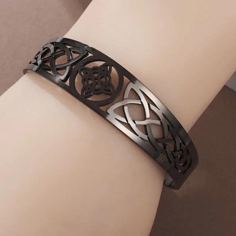 1 STK Rustfritt stål hekseri Hekseknute Mansjettarmbånd Hedenske symboler Magisk knute Amulettarmbånd Keltisk knute Lykke til smykker