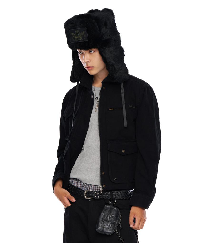 Aakam Cotton Utility Jacket (Black)