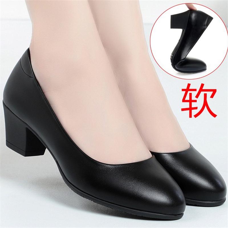 Spring Work Shoes Black Professional Women High Heels Shoes Pumps Low-heeled Office Career Formal Women Shoes