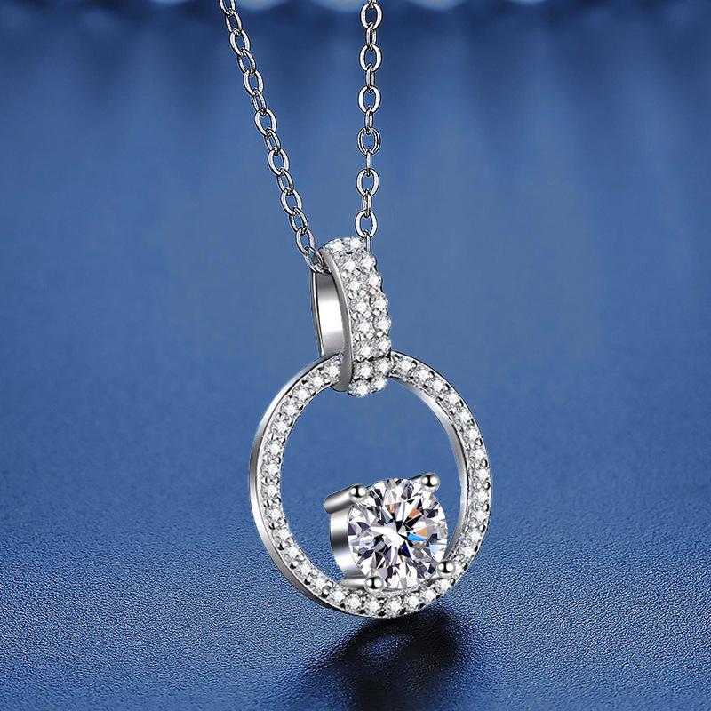 S925 Sterling Silver Moissanite Padlock & Ring Pendant Necklace - Light Luxury Clavicle Chain Choker