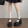 2026 New Spring Vintage Platform Thick Bottom Women Mary Jane Shoes Shallow Round Toe Shoes Elegant Party Leather Shoes