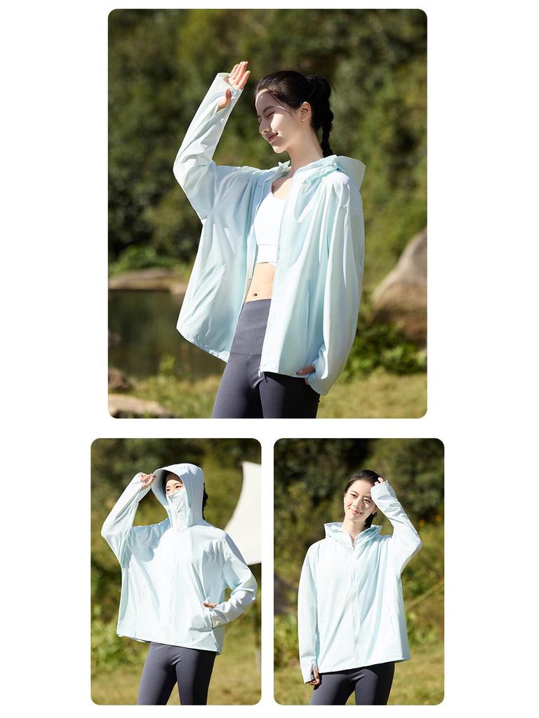 Unisex UV-Protection Hooded Ice Silk Summer Suit with Detachable Features