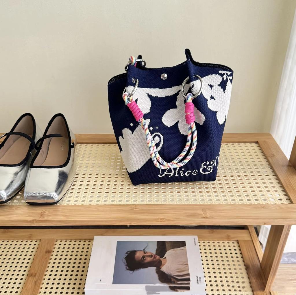 Women's Knitted Handbag Tote Bag - Fashion Water Bucket Purse for Work, Travel, Shopping