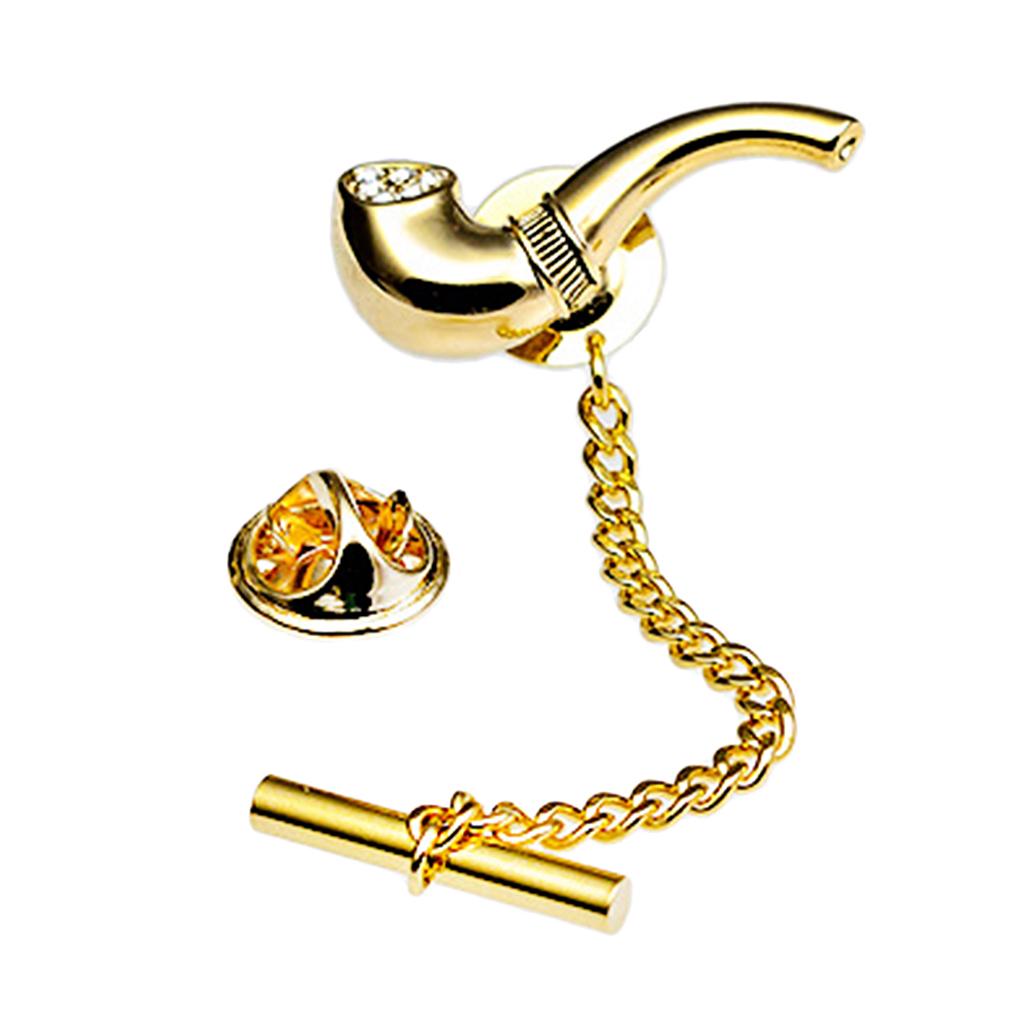 Mens Smoking Pipe Shape Tie Tack Clip for Wedding Business Formal