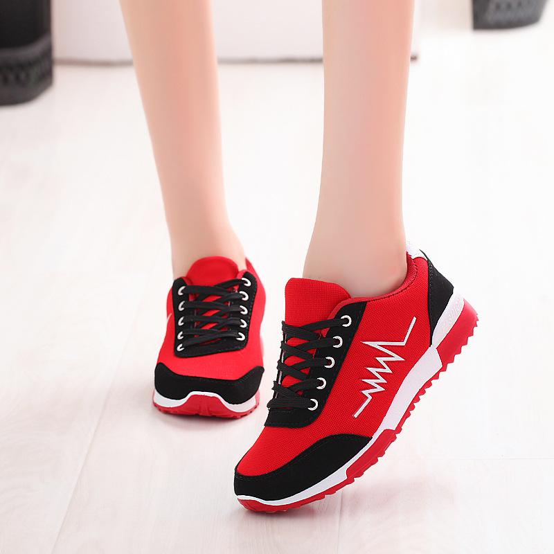 

Woman Wedge Shoes New Mesh Women Shoes Luxury Designers Lace-Up Red Black Women Sneakers Casual Chaussures Femme Basket Femme 36