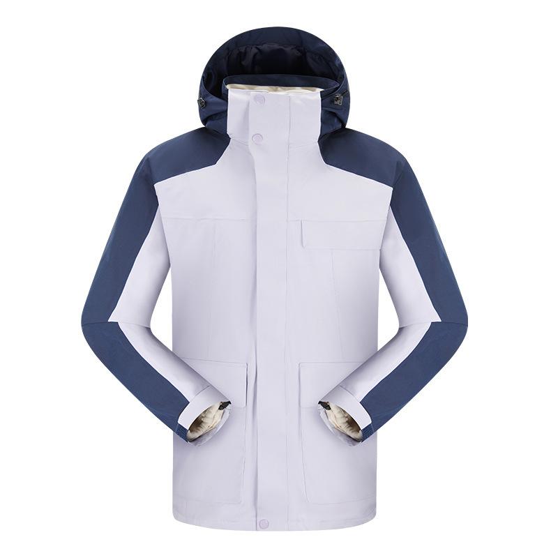Ny utomhusjacka Tre-i-ett avtagbar varm bergsklättringsklädsel för camping och vandring, samma stil för män och kvinnor