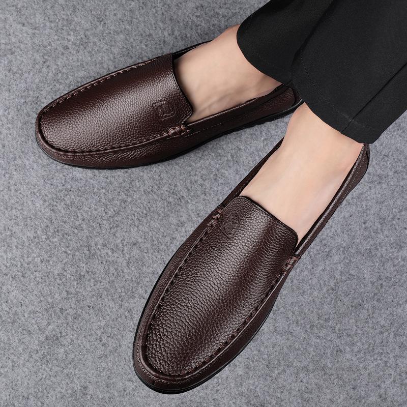 

Мужские туфли-бини из коровьей кожи, мужские повседневные туфли на одной педали для папы, мужская кожаная обувь 37 чёрный