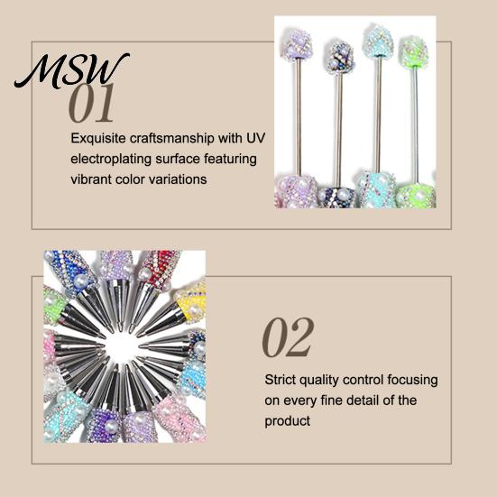 Creative Gifts for Sisters DIY Beadable Pen, Bling Rhinestones And Faux Pearls Beaded Decorative Stationery Students Black Ink Ballpoint Pen