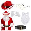 Santa Claus Suit Christmas Santa Hat Gloves Beard Belt Costume Prop Cosplay Party Dress-up Accessories for Holiday Parties