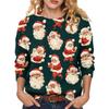 Women's Soft Christmas Print Crewneck Long Sleeve Sweater for Fall and Winter