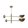 2 Light Pendant Mid Century Modern Raw Brass Sputnik Chandelier Light Fixture