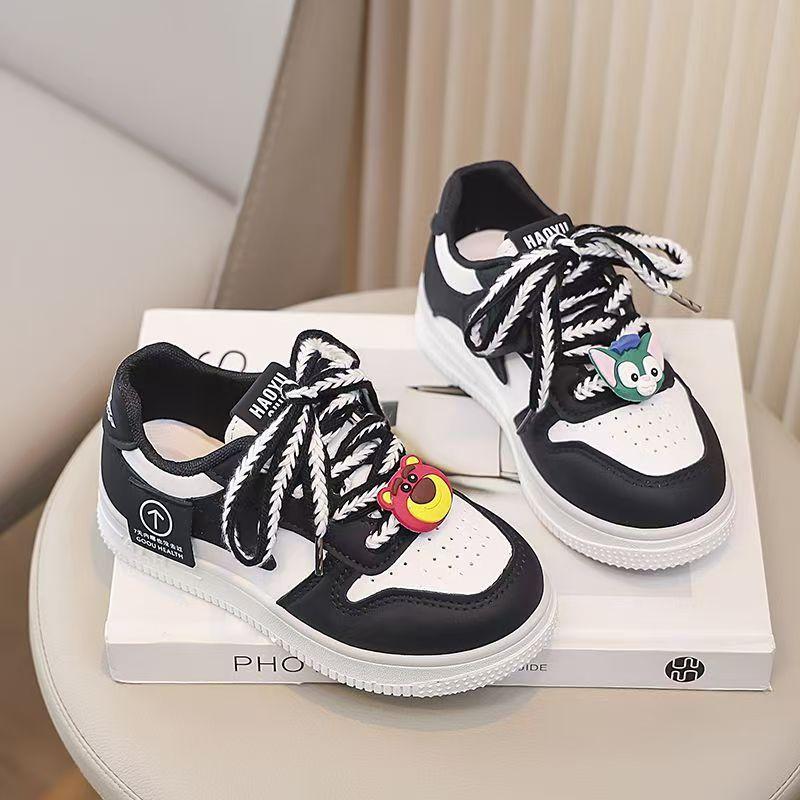 

Весна и осень 2025 Детская повседневная обувь для кампуса для средней школы для мальчиков и девочек, детская студенческая спортивная обувь, легкая версия 27 (inner length 17cm) чёрный