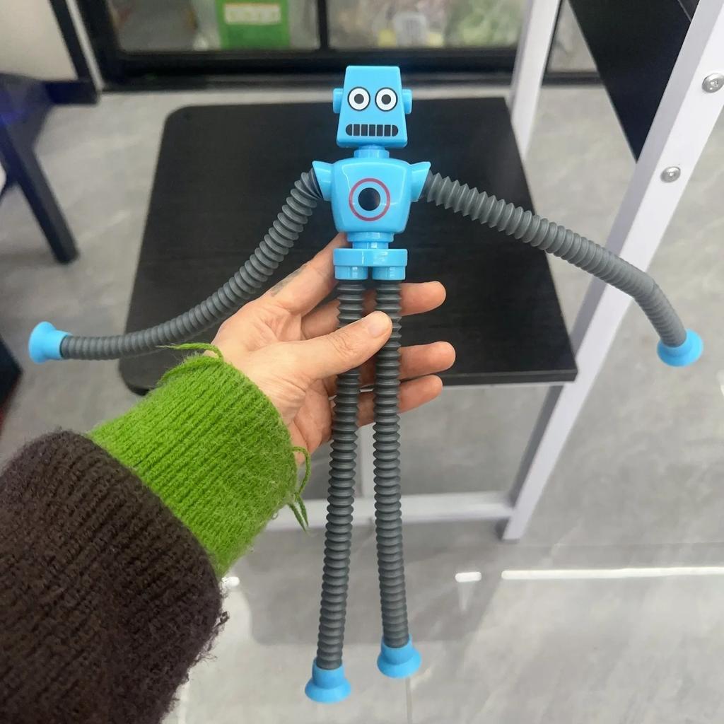 Non-Toxic Children Suction Cup Toys Pop Tubes Stress Relief Telescopic Robot Toy Sensory Bellows Toys Anti-Stress Squeeze Toys