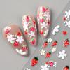5D Cute Strawberry Nail Art Decals Summer Fruits Cherry Simple Daisy White Flowers Adhesive Sliders Stickers for Nail Manicures Tips