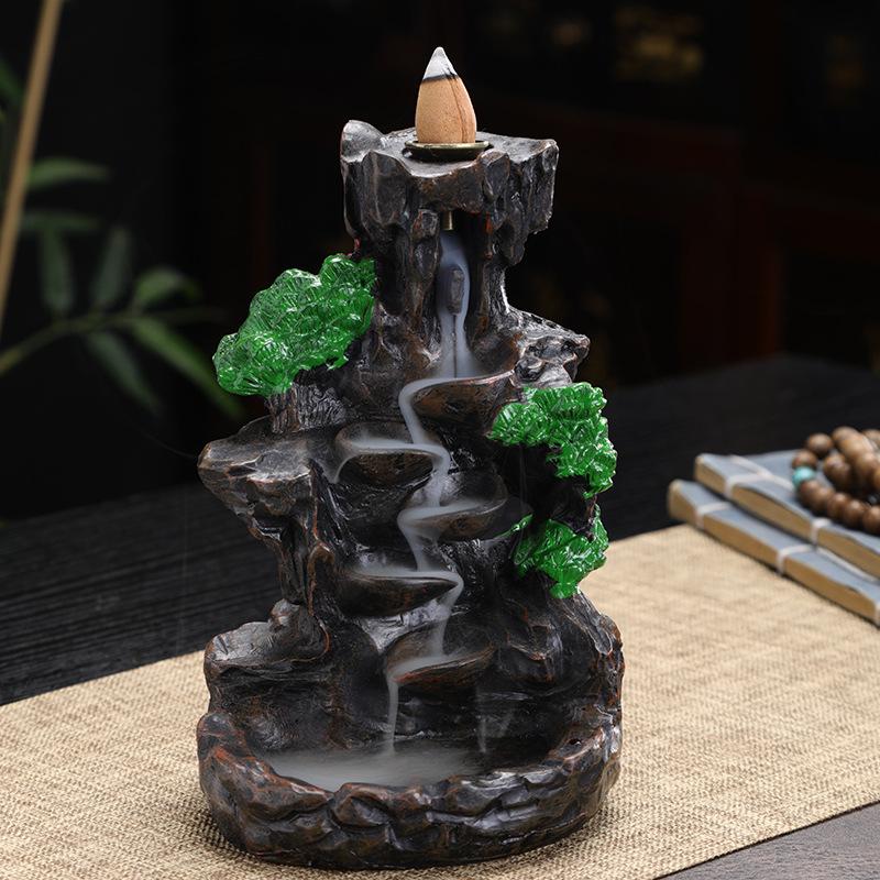 1 pc mountain waterfall counter current incense burner - enchanting smoke effect, relaxing decoration for spa, yoga, meditation