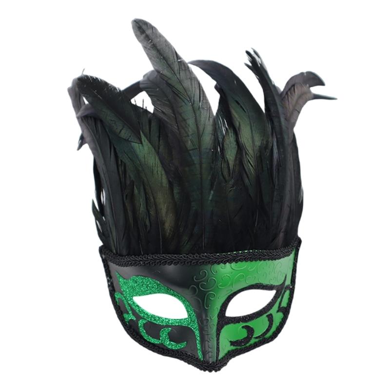 Feathered Masquerade Mask for Women Men Halloween Masquerade Cosplay Mask Half Face Mask Halloween Mask