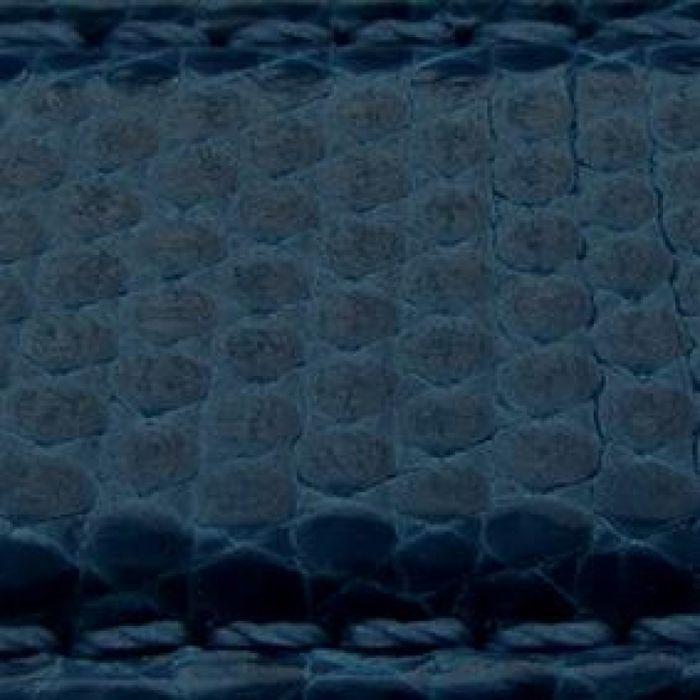 Bracelet montre - MY-MONTRE - 20mm - Bleu marine - Cuir lézard véritable - Finition cousue haute brillance