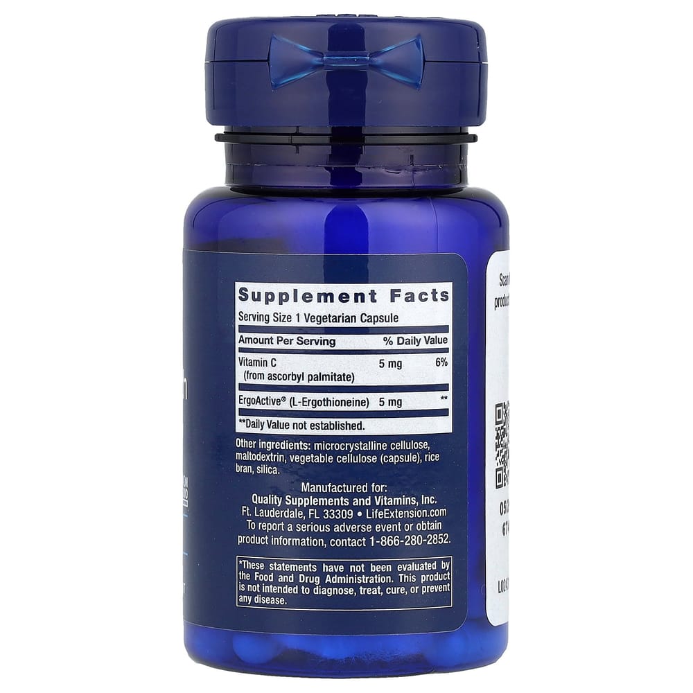 Life Extension Essential Youth L-Ergothioneine 5mg Veggie Capsules, 30 Count