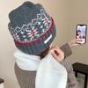 Retro Fair Isle Jacquard Woolen Hat for Men and Women in Autumn and Winter Versatile Face Showing Small Warm Ear Protection Cap