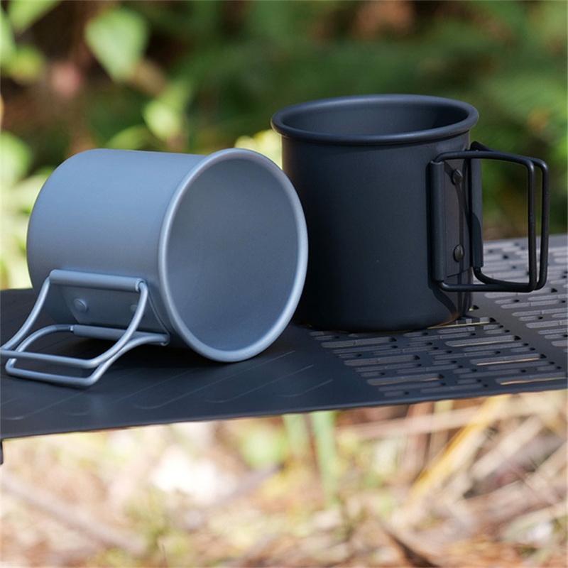 300ml Outdoor Camping Cup With Foldable Handle Portable Ultra-light Aluminum Alloy Mug For Outdoor