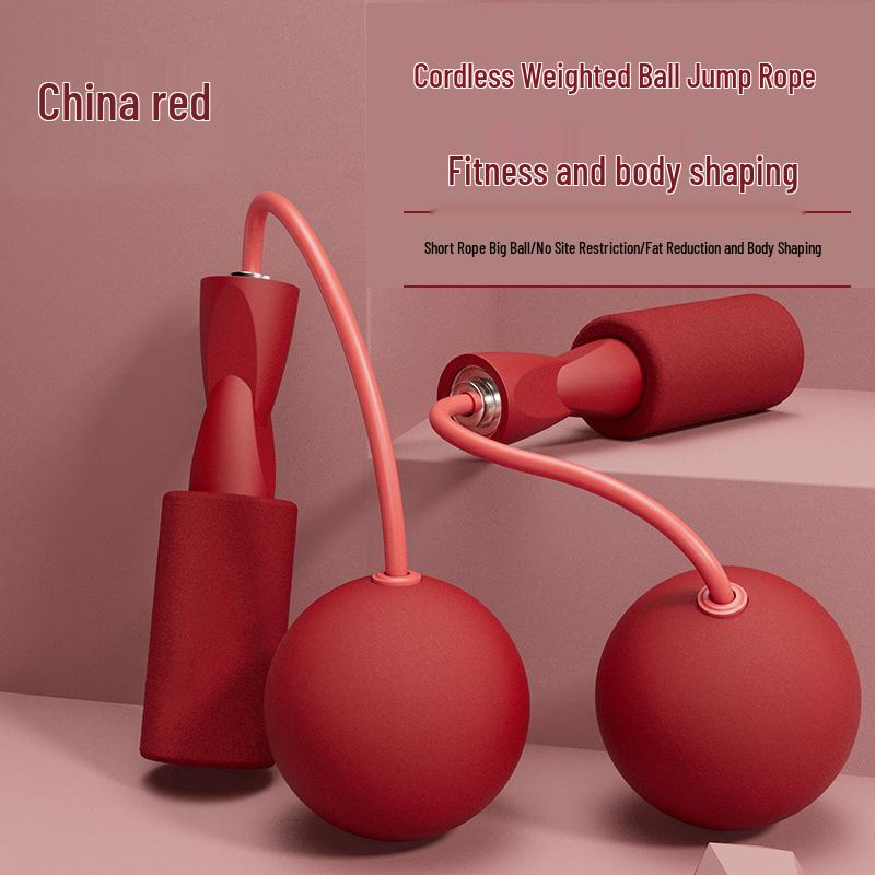 Cordless Quiet Dual-Use Weighted Jump Rope with Big Fitness Ball for Indoor Exercise